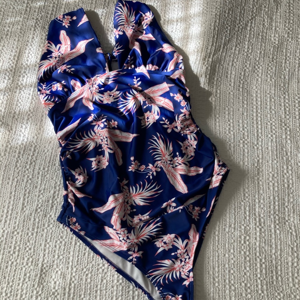 Blue Floral Maternity Bathing Suit